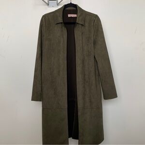Philosophy Faux Suede Green Open Jacket size medium